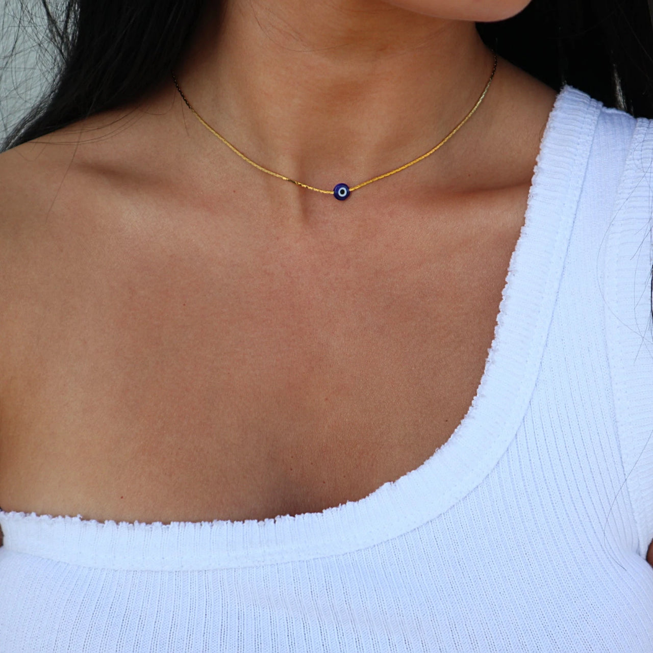 Dark Blue Evil Eye Choker Necklace