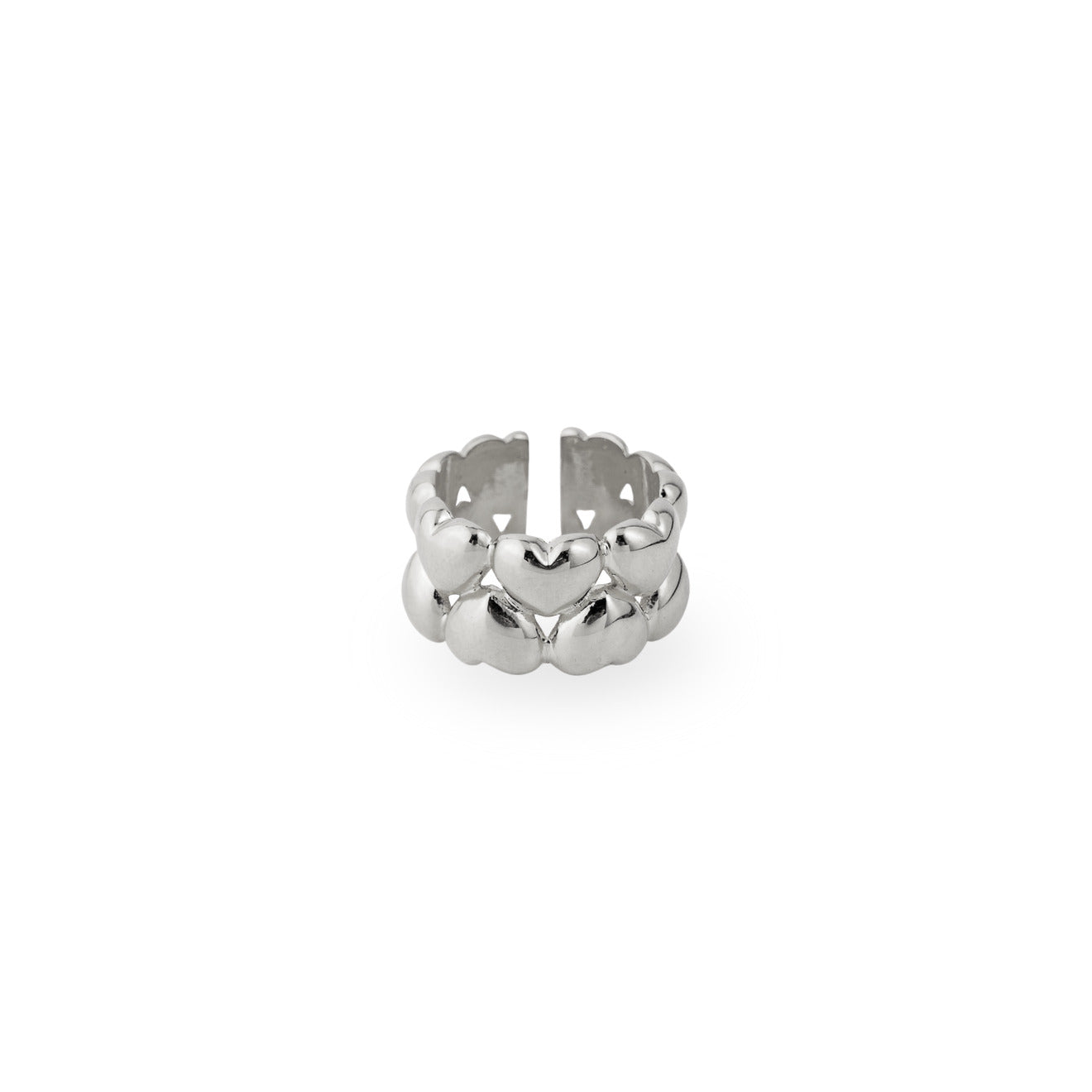 Adjustable Love heart silver ring