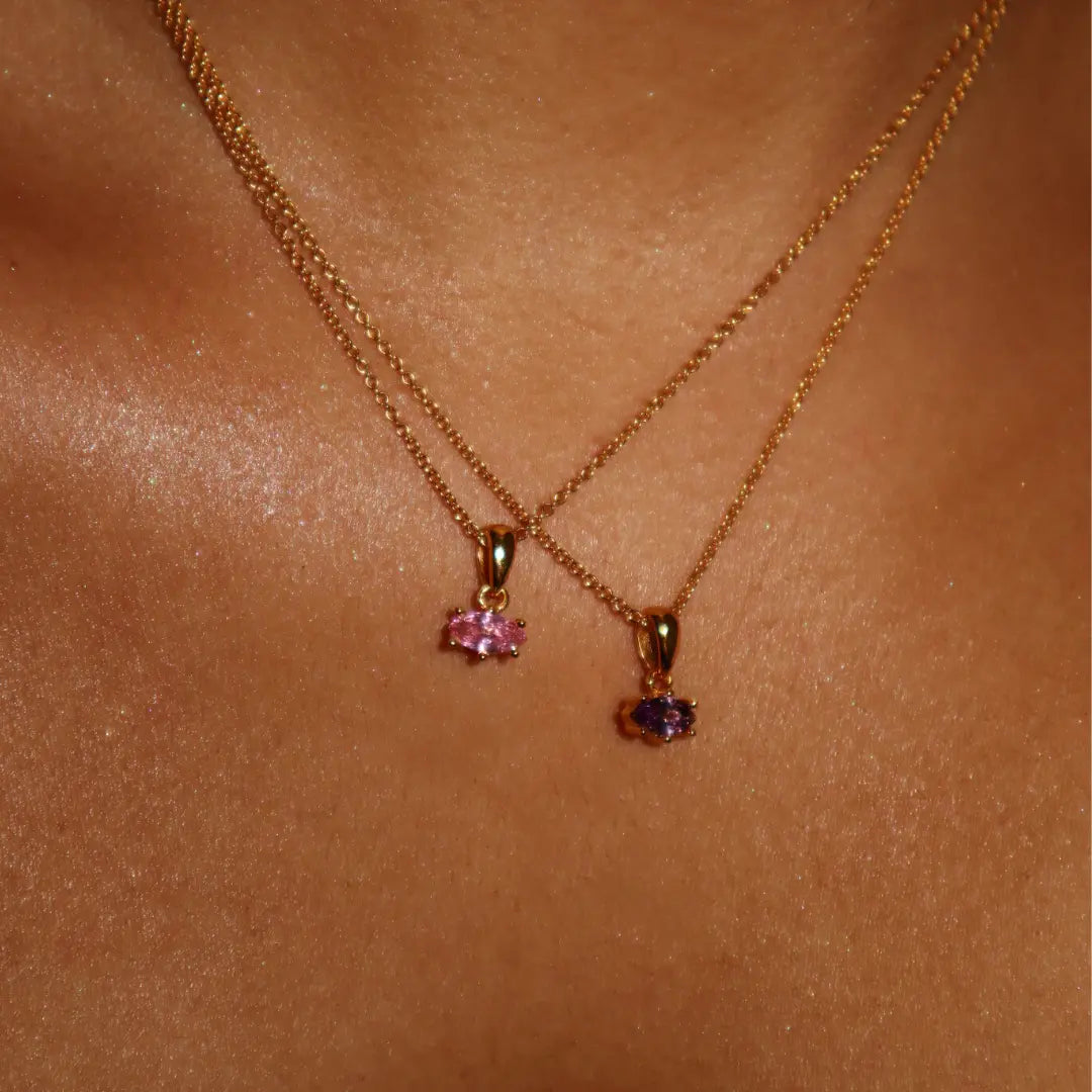 June Pink Birthstone Necklace