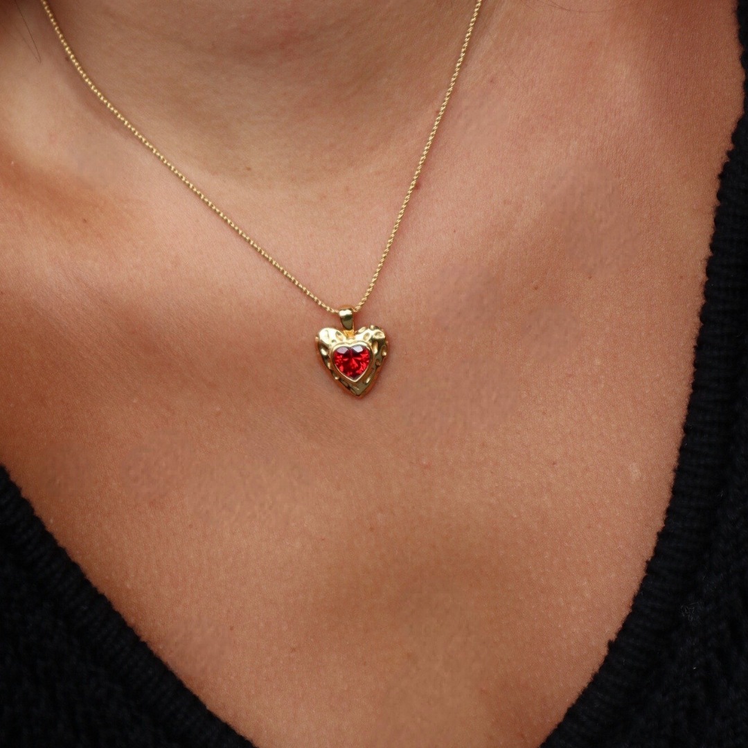 Ruby love heart necklace